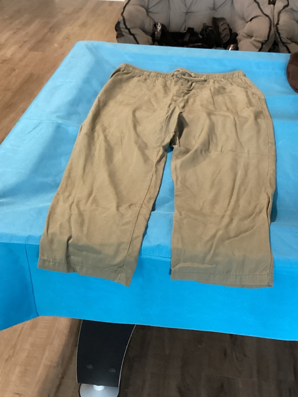 L.L. Bean Olive-Tan Drawstring Chino Capris